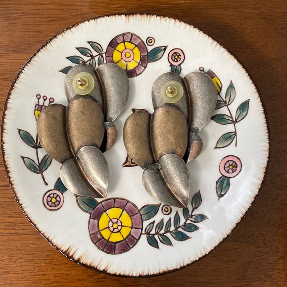 Vintage large statement metal earrings - Picture 3 of 3